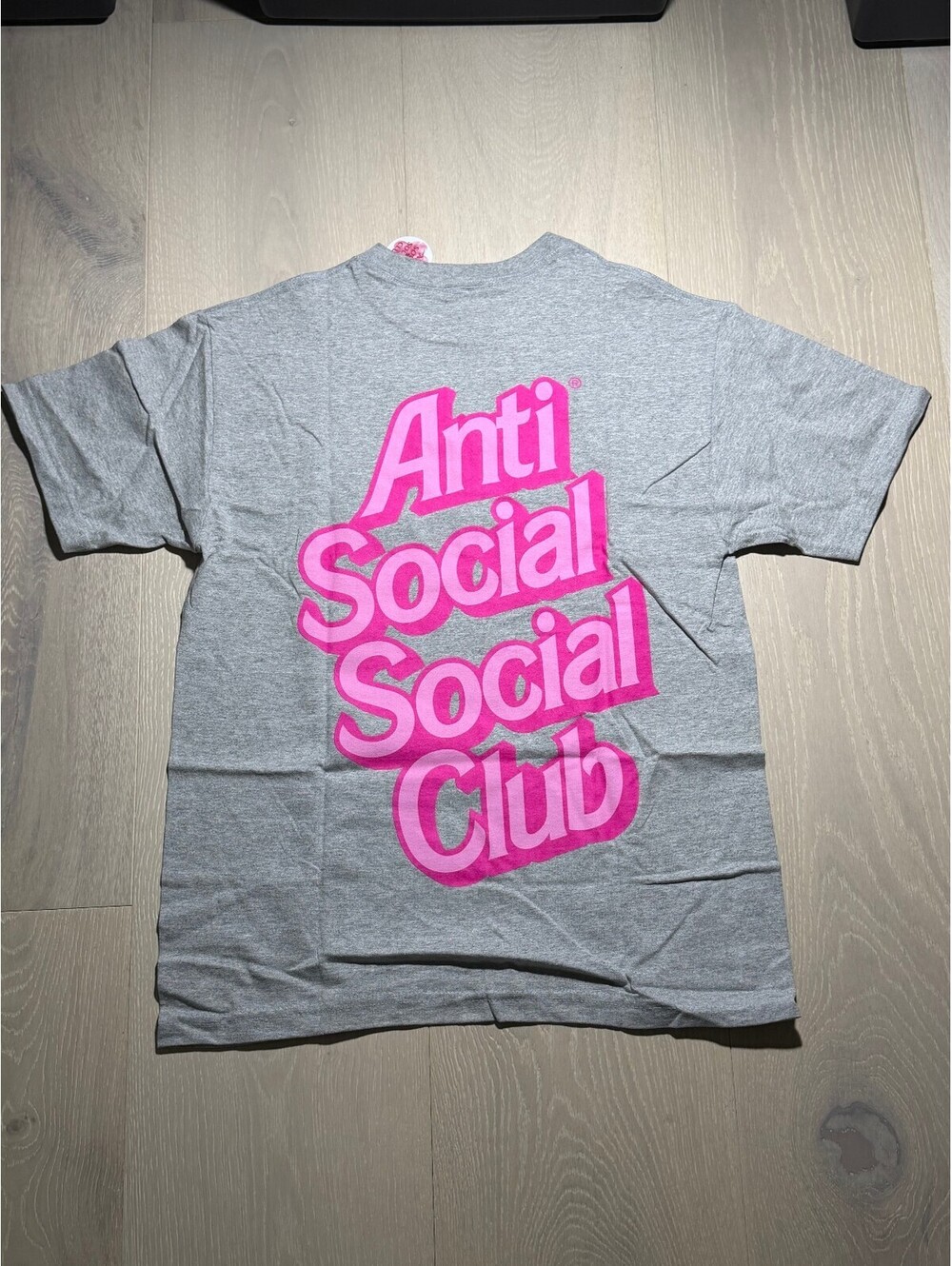 Anti Social Social Club ASSC Heather Gray Pink Logo Tee Shirt Large New - Picture 3 of 3